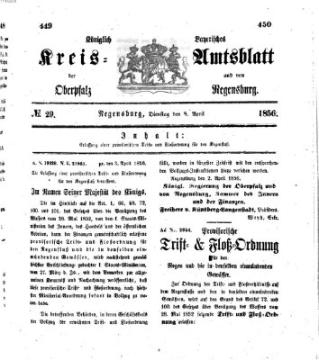 Königlich-bayerisches Kreis-Amtsblatt der Oberpfalz und von Regensburg (Königlich bayerisches Intelligenzblatt für die Oberpfalz und von Regensburg) Dienstag 8. April 1856