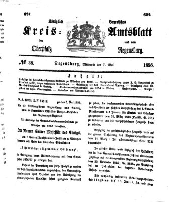 Königlich-bayerisches Kreis-Amtsblatt der Oberpfalz und von Regensburg (Königlich bayerisches Intelligenzblatt für die Oberpfalz und von Regensburg) Mittwoch 7. Mai 1856