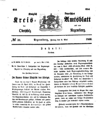 Königlich-bayerisches Kreis-Amtsblatt der Oberpfalz und von Regensburg (Königlich bayerisches Intelligenzblatt für die Oberpfalz und von Regensburg) Freitag 9. Mai 1856