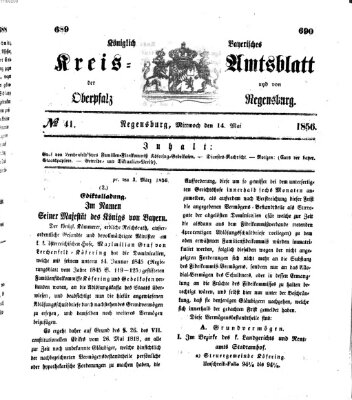 Königlich-bayerisches Kreis-Amtsblatt der Oberpfalz und von Regensburg (Königlich bayerisches Intelligenzblatt für die Oberpfalz und von Regensburg) Mittwoch 14. Mai 1856