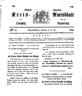 Königlich-bayerisches Kreis-Amtsblatt der Oberpfalz und von Regensburg (Königlich bayerisches Intelligenzblatt für die Oberpfalz und von Regensburg) Samstag 24. Mai 1856