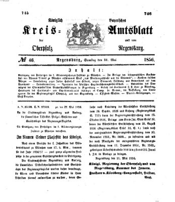 Königlich-bayerisches Kreis-Amtsblatt der Oberpfalz und von Regensburg (Königlich bayerisches Intelligenzblatt für die Oberpfalz und von Regensburg) Samstag 31. Mai 1856