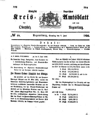 Königlich-bayerisches Kreis-Amtsblatt der Oberpfalz und von Regensburg (Königlich bayerisches Intelligenzblatt für die Oberpfalz und von Regensburg) Samstag 7. Juni 1856