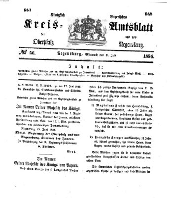 Königlich-bayerisches Kreis-Amtsblatt der Oberpfalz und von Regensburg (Königlich bayerisches Intelligenzblatt für die Oberpfalz und von Regensburg) Mittwoch 2. Juli 1856