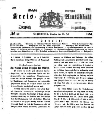 Königlich-bayerisches Kreis-Amtsblatt der Oberpfalz und von Regensburg (Königlich bayerisches Intelligenzblatt für die Oberpfalz und von Regensburg) Samstag 12. Juli 1856