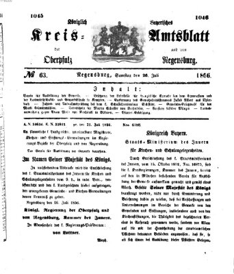 Königlich-bayerisches Kreis-Amtsblatt der Oberpfalz und von Regensburg (Königlich bayerisches Intelligenzblatt für die Oberpfalz und von Regensburg) Samstag 26. Juli 1856