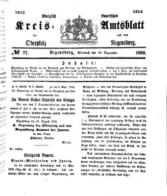 Königlich-bayerisches Kreis-Amtsblatt der Oberpfalz und von Regensburg (Königlich bayerisches Intelligenzblatt für die Oberpfalz und von Regensburg) Mittwoch 10. September 1856