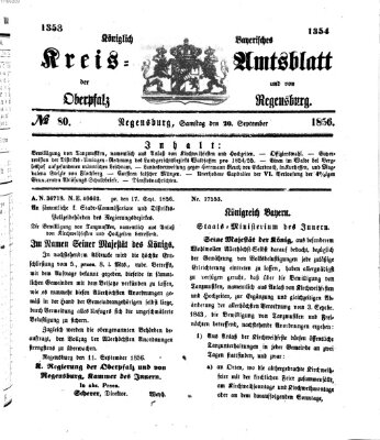 Königlich-bayerisches Kreis-Amtsblatt der Oberpfalz und von Regensburg (Königlich bayerisches Intelligenzblatt für die Oberpfalz und von Regensburg) Samstag 20. September 1856