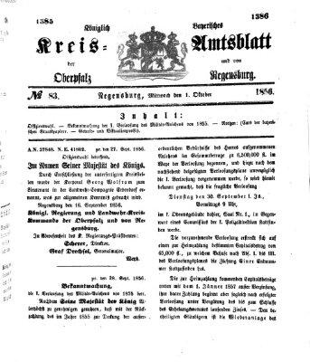 Königlich-bayerisches Kreis-Amtsblatt der Oberpfalz und von Regensburg (Königlich bayerisches Intelligenzblatt für die Oberpfalz und von Regensburg) Mittwoch 1. Oktober 1856