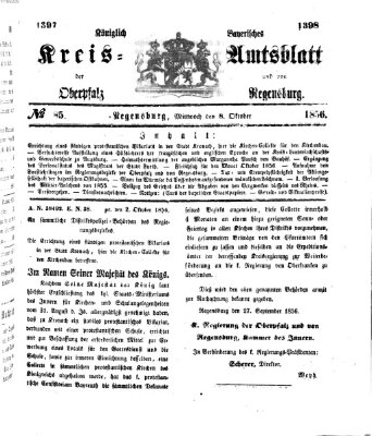 Königlich-bayerisches Kreis-Amtsblatt der Oberpfalz und von Regensburg (Königlich bayerisches Intelligenzblatt für die Oberpfalz und von Regensburg) Mittwoch 8. Oktober 1856