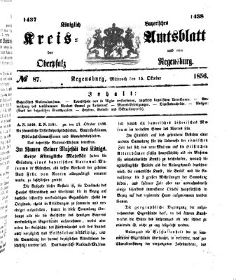 Königlich-bayerisches Kreis-Amtsblatt der Oberpfalz und von Regensburg (Königlich bayerisches Intelligenzblatt für die Oberpfalz und von Regensburg) Mittwoch 15. Oktober 1856