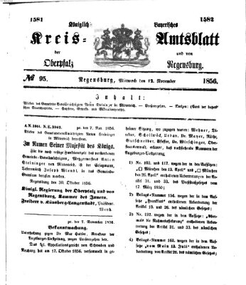 Königlich-bayerisches Kreis-Amtsblatt der Oberpfalz und von Regensburg (Königlich bayerisches Intelligenzblatt für die Oberpfalz und von Regensburg) Mittwoch 12. November 1856