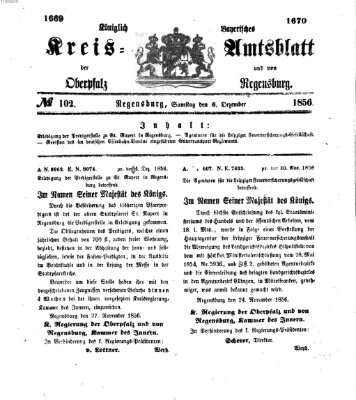 Königlich-bayerisches Kreis-Amtsblatt der Oberpfalz und von Regensburg (Königlich bayerisches Intelligenzblatt für die Oberpfalz und von Regensburg) Samstag 6. Dezember 1856