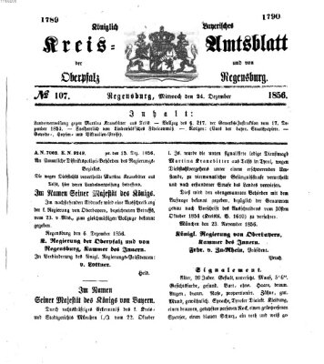 Königlich-bayerisches Kreis-Amtsblatt der Oberpfalz und von Regensburg (Königlich bayerisches Intelligenzblatt für die Oberpfalz und von Regensburg) Mittwoch 24. Dezember 1856