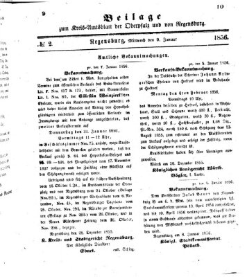 Königlich-bayerisches Kreis-Amtsblatt der Oberpfalz und von Regensburg (Königlich bayerisches Intelligenzblatt für die Oberpfalz und von Regensburg) Mittwoch 9. Januar 1856