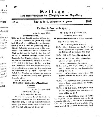 Königlich-bayerisches Kreis-Amtsblatt der Oberpfalz und von Regensburg (Königlich bayerisches Intelligenzblatt für die Oberpfalz und von Regensburg) Mittwoch 16. Januar 1856