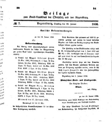 Königlich-bayerisches Kreis-Amtsblatt der Oberpfalz und von Regensburg (Königlich bayerisches Intelligenzblatt für die Oberpfalz und von Regensburg) Samstag 26. Januar 1856