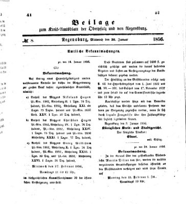 Königlich-bayerisches Kreis-Amtsblatt der Oberpfalz und von Regensburg (Königlich bayerisches Intelligenzblatt für die Oberpfalz und von Regensburg) Mittwoch 30. Januar 1856