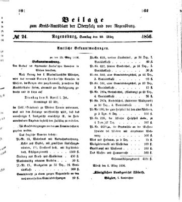 Königlich-bayerisches Kreis-Amtsblatt der Oberpfalz und von Regensburg (Königlich bayerisches Intelligenzblatt für die Oberpfalz und von Regensburg) Samstag 29. März 1856