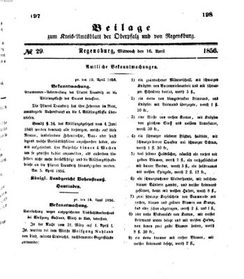 Königlich-bayerisches Kreis-Amtsblatt der Oberpfalz und von Regensburg (Königlich bayerisches Intelligenzblatt für die Oberpfalz und von Regensburg) Mittwoch 16. April 1856