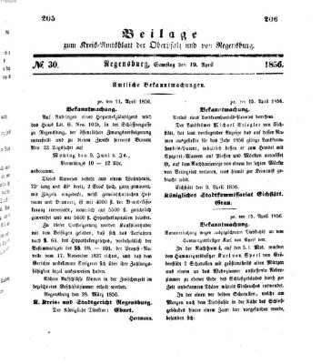 Königlich-bayerisches Kreis-Amtsblatt der Oberpfalz und von Regensburg (Königlich bayerisches Intelligenzblatt für die Oberpfalz und von Regensburg) Samstag 19. April 1856