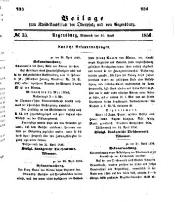 Königlich-bayerisches Kreis-Amtsblatt der Oberpfalz und von Regensburg (Königlich bayerisches Intelligenzblatt für die Oberpfalz und von Regensburg) Mittwoch 30. April 1856