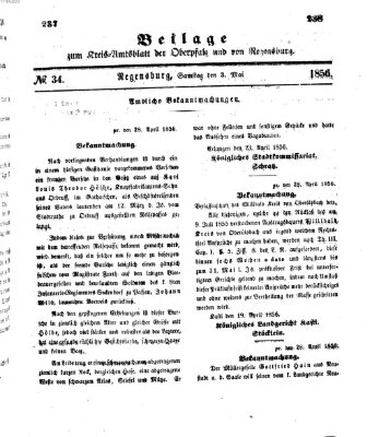 Königlich-bayerisches Kreis-Amtsblatt der Oberpfalz und von Regensburg (Königlich bayerisches Intelligenzblatt für die Oberpfalz und von Regensburg) Samstag 3. Mai 1856