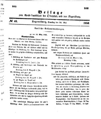 Königlich-bayerisches Kreis-Amtsblatt der Oberpfalz und von Regensburg (Königlich bayerisches Intelligenzblatt für die Oberpfalz und von Regensburg) Samstag 24. Mai 1856