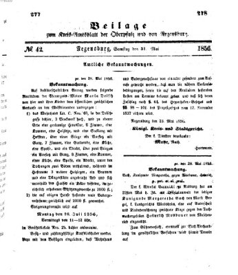 Königlich-bayerisches Kreis-Amtsblatt der Oberpfalz und von Regensburg (Königlich bayerisches Intelligenzblatt für die Oberpfalz und von Regensburg) Samstag 31. Mai 1856