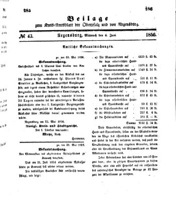 Königlich-bayerisches Kreis-Amtsblatt der Oberpfalz und von Regensburg (Königlich bayerisches Intelligenzblatt für die Oberpfalz und von Regensburg) Mittwoch 4. Juni 1856