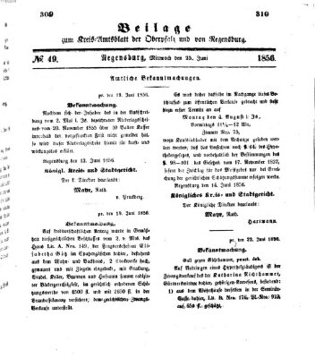 Königlich-bayerisches Kreis-Amtsblatt der Oberpfalz und von Regensburg (Königlich bayerisches Intelligenzblatt für die Oberpfalz und von Regensburg) Mittwoch 25. Juni 1856