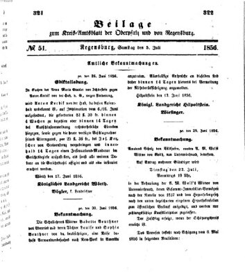 Königlich-bayerisches Kreis-Amtsblatt der Oberpfalz und von Regensburg (Königlich bayerisches Intelligenzblatt für die Oberpfalz und von Regensburg) Samstag 5. Juli 1856