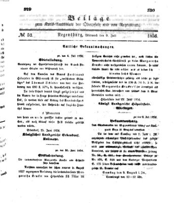 Königlich-bayerisches Kreis-Amtsblatt der Oberpfalz und von Regensburg (Königlich bayerisches Intelligenzblatt für die Oberpfalz und von Regensburg) Mittwoch 9. Juli 1856