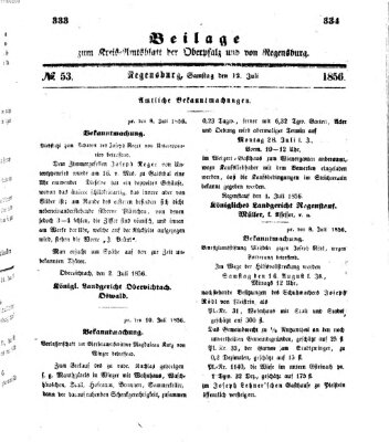 Königlich-bayerisches Kreis-Amtsblatt der Oberpfalz und von Regensburg (Königlich bayerisches Intelligenzblatt für die Oberpfalz und von Regensburg) Samstag 12. Juli 1856