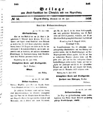 Königlich-bayerisches Kreis-Amtsblatt der Oberpfalz und von Regensburg (Königlich bayerisches Intelligenzblatt für die Oberpfalz und von Regensburg) Mittwoch 23. Juli 1856