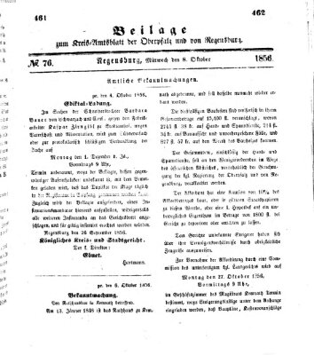 Königlich-bayerisches Kreis-Amtsblatt der Oberpfalz und von Regensburg (Königlich bayerisches Intelligenzblatt für die Oberpfalz und von Regensburg) Mittwoch 8. Oktober 1856