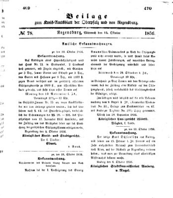 Königlich-bayerisches Kreis-Amtsblatt der Oberpfalz und von Regensburg (Königlich bayerisches Intelligenzblatt für die Oberpfalz und von Regensburg) Mittwoch 15. Oktober 1856