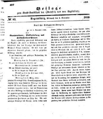 Königlich-bayerisches Kreis-Amtsblatt der Oberpfalz und von Regensburg (Königlich bayerisches Intelligenzblatt für die Oberpfalz und von Regensburg) Mittwoch 5. November 1856