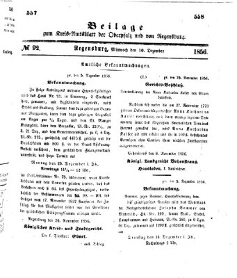 Königlich-bayerisches Kreis-Amtsblatt der Oberpfalz und von Regensburg (Königlich bayerisches Intelligenzblatt für die Oberpfalz und von Regensburg) Mittwoch 10. Dezember 1856