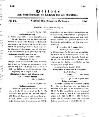 Königlich-bayerisches Kreis-Amtsblatt der Oberpfalz und von Regensburg (Königlich bayerisches Intelligenzblatt für die Oberpfalz und von Regensburg) Mittwoch 17. Dezember 1856