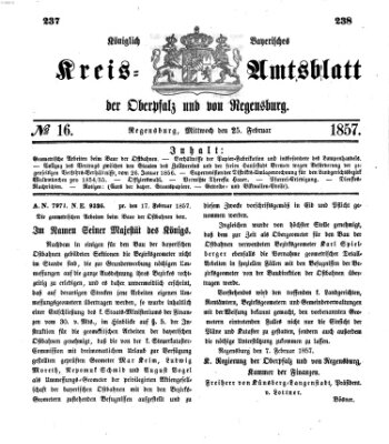 Königlich-bayerisches Kreis-Amtsblatt der Oberpfalz und von Regensburg (Königlich bayerisches Intelligenzblatt für die Oberpfalz und von Regensburg) Mittwoch 25. Februar 1857