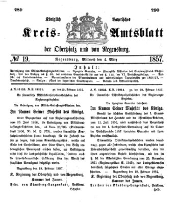 Königlich-bayerisches Kreis-Amtsblatt der Oberpfalz und von Regensburg (Königlich bayerisches Intelligenzblatt für die Oberpfalz und von Regensburg) Mittwoch 4. März 1857