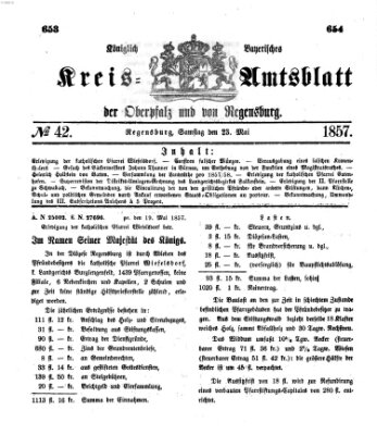 Königlich-bayerisches Kreis-Amtsblatt der Oberpfalz und von Regensburg (Königlich bayerisches Intelligenzblatt für die Oberpfalz und von Regensburg) Samstag 23. Mai 1857