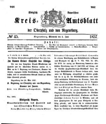 Königlich-bayerisches Kreis-Amtsblatt der Oberpfalz und von Regensburg (Königlich bayerisches Intelligenzblatt für die Oberpfalz und von Regensburg) Mittwoch 3. Juni 1857