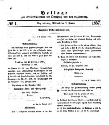 Königlich-bayerisches Kreis-Amtsblatt der Oberpfalz und von Regensburg (Königlich bayerisches Intelligenzblatt für die Oberpfalz und von Regensburg) Mittwoch 7. Januar 1857