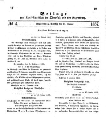 Königlich-bayerisches Kreis-Amtsblatt der Oberpfalz und von Regensburg (Königlich bayerisches Intelligenzblatt für die Oberpfalz und von Regensburg) Samstag 17. Januar 1857