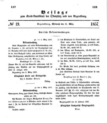 Königlich-bayerisches Kreis-Amtsblatt der Oberpfalz und von Regensburg (Königlich bayerisches Intelligenzblatt für die Oberpfalz und von Regensburg) Mittwoch 11. März 1857