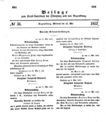 Königlich-bayerisches Kreis-Amtsblatt der Oberpfalz und von Regensburg (Königlich bayerisches Intelligenzblatt für die Oberpfalz und von Regensburg) Mittwoch 13. Mai 1857