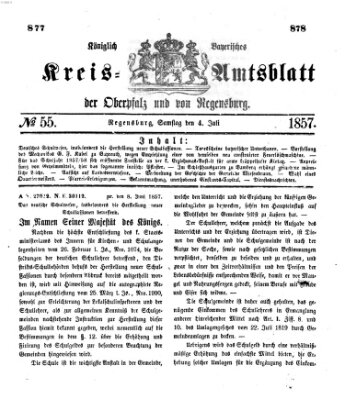 Königlich-bayerisches Kreis-Amtsblatt der Oberpfalz und von Regensburg (Königlich bayerisches Intelligenzblatt für die Oberpfalz und von Regensburg) Samstag 4. Juli 1857