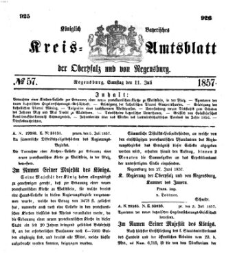 Königlich-bayerisches Kreis-Amtsblatt der Oberpfalz und von Regensburg (Königlich bayerisches Intelligenzblatt für die Oberpfalz und von Regensburg) Samstag 11. Juli 1857